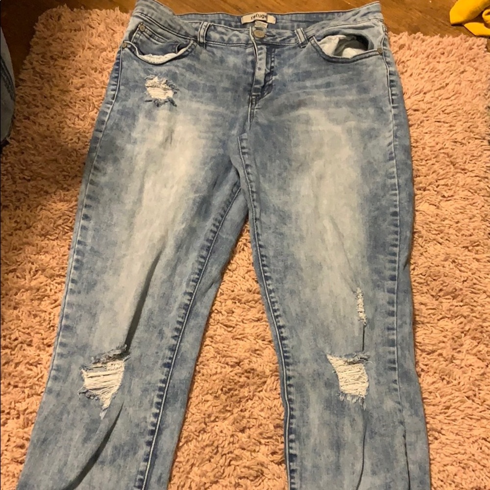 Blue denim jeans with a little destress